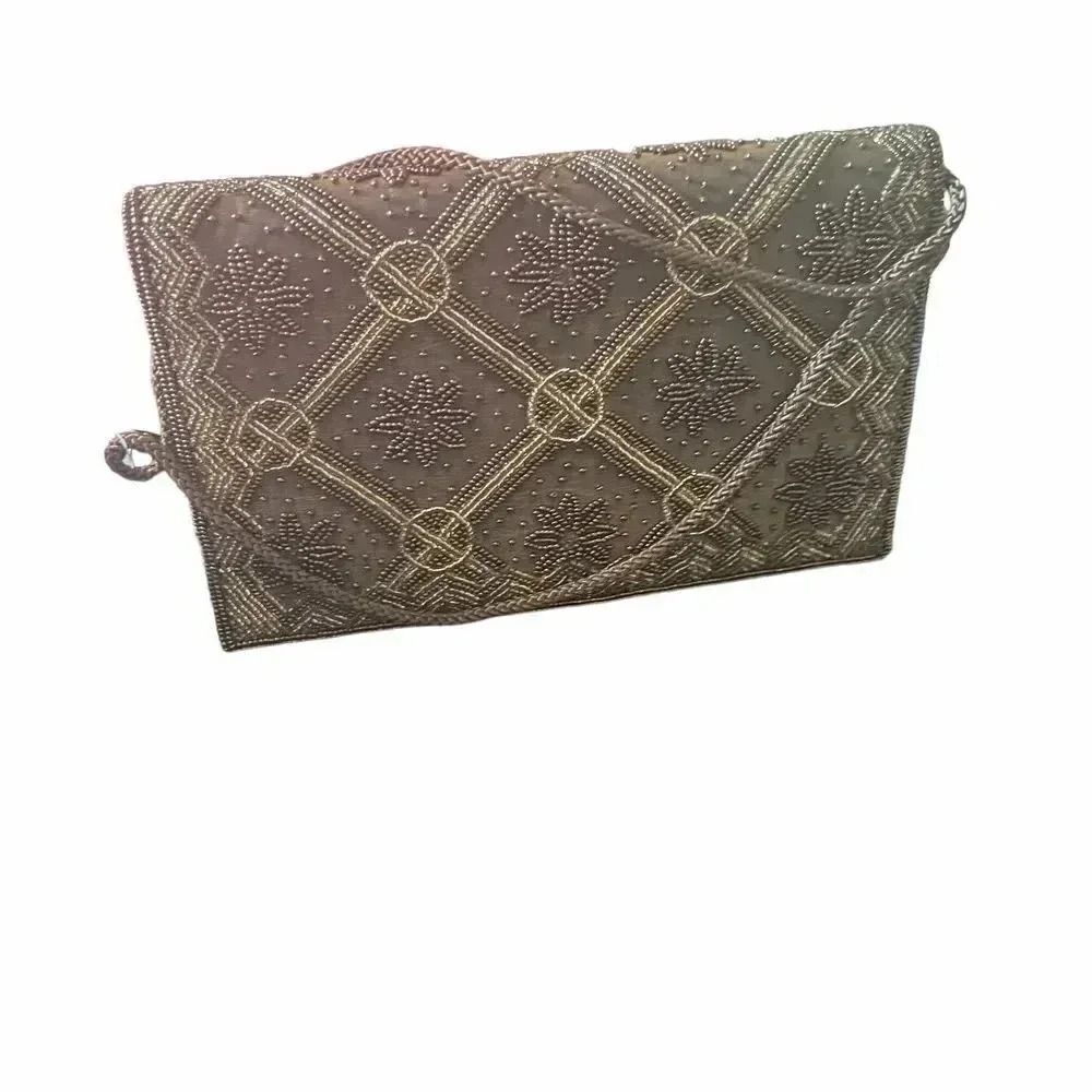 Valerie Stevens‎ Gold/Brown Beaded Vintage Evening Bag Purse